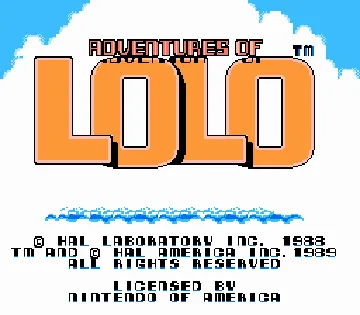 Adventures of Lolo (USA) (Virtual Console) screen shot title